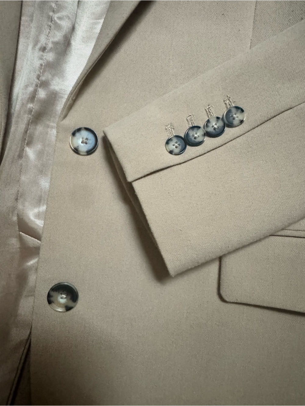 ZARA Tan-Beige Satin-Lined Blazer - Picture 3 of 5